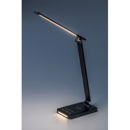 Rabalux 74213 - LED Dæmpbar flexible bordlampe med trådløs opladning QI og USB LED/5W/5V 3000-6500K