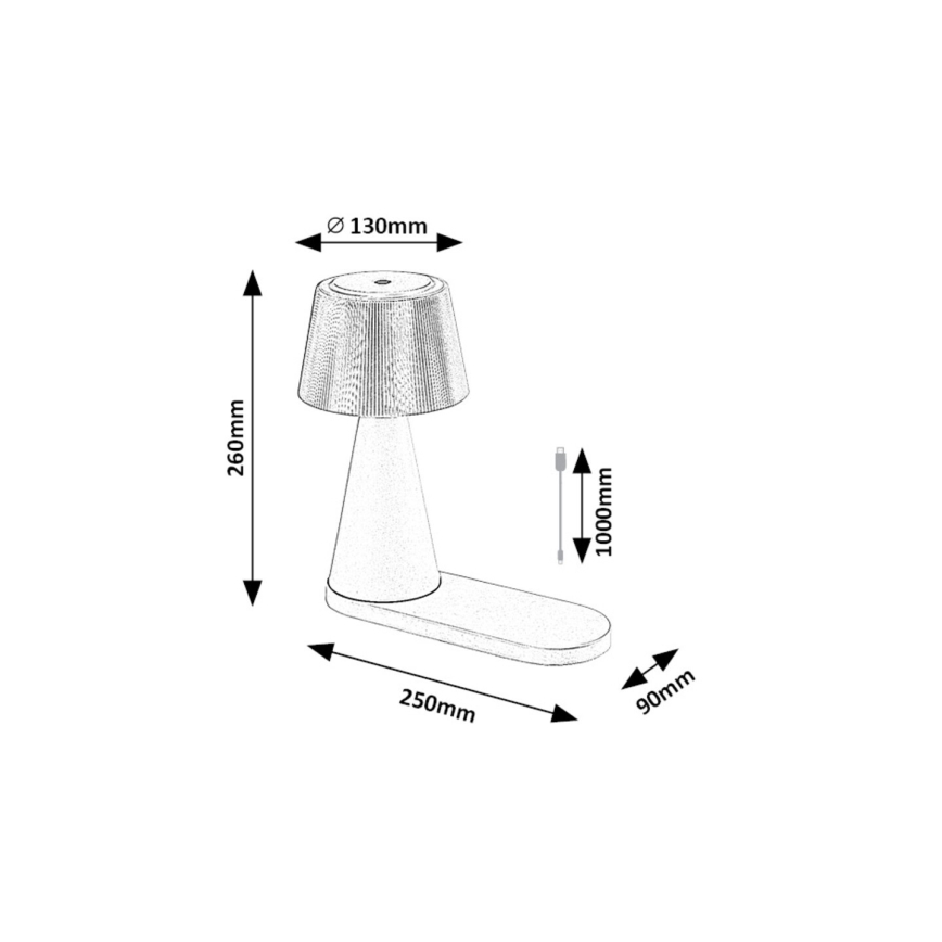 Rabalux - LED Bordlampe dæmpbar og genopladelig med trådløs opladning LED/5W/5V 3000/4000/5000K