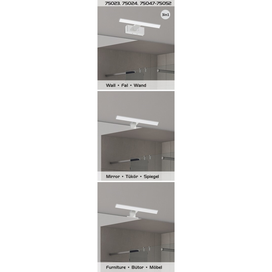 Rabalux - LED-spejlbelysning til badeværelset LED/9W/230V IP44 60 cm sort