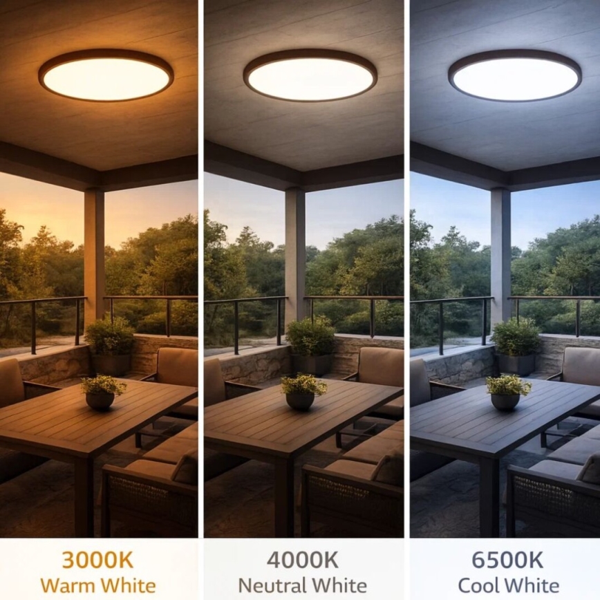 Rabalux - LED loftlampe til badeværelse LED/24W/230V 3000/4000/6000K Ø 40 cm IP44 brun