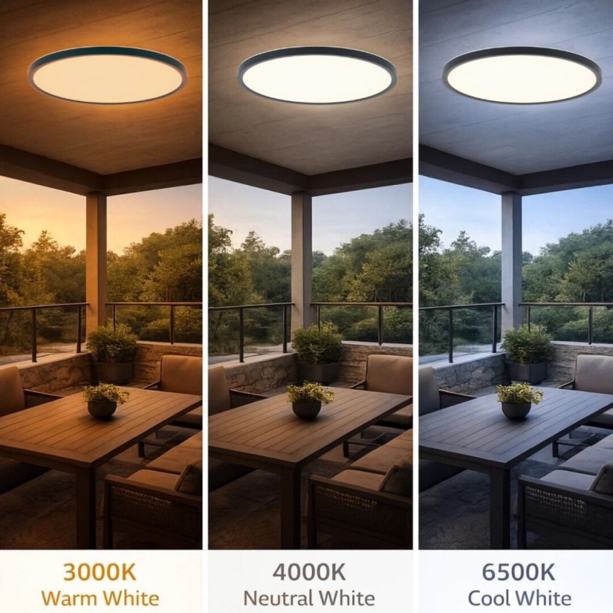 Rabalux - LED loftlampe til badeværelse LED/24W/230V 3000/4000/6000K Ø 40 cm IP44 sort