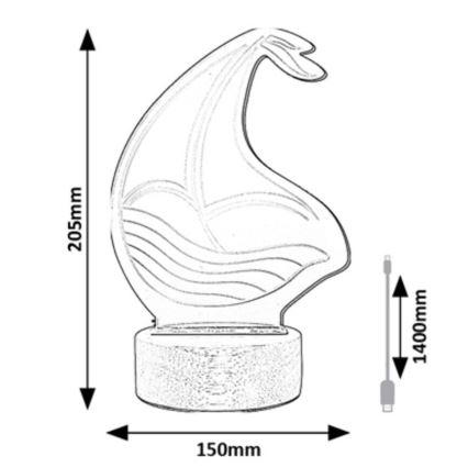 Rabalux - LED Børnebordslampe LED/2W/5V 3000K skib bøg