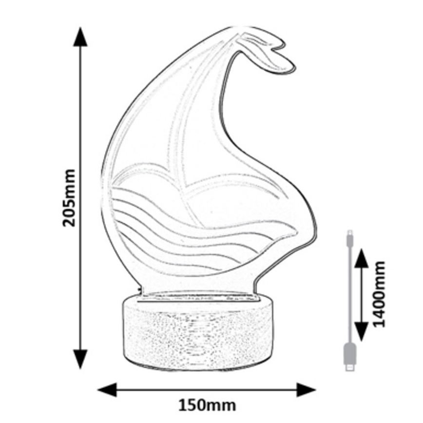 Rabalux - LED Børnebordslampe LED/2W/5V 3000K skib bøg