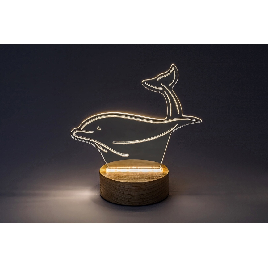 Rabalux - LED bordlampe til børn LED/2W/5V 3000K dolphin bøg