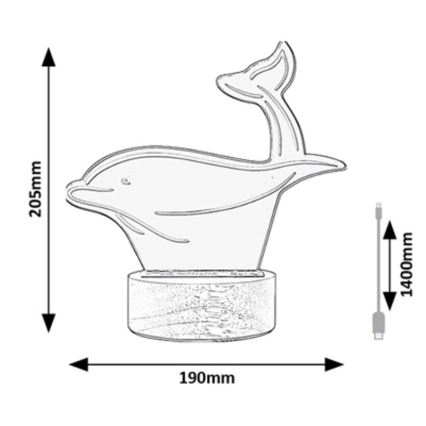 Rabalux - LED bordlampe til børn LED/2W/5V 3000K dolphin bøg