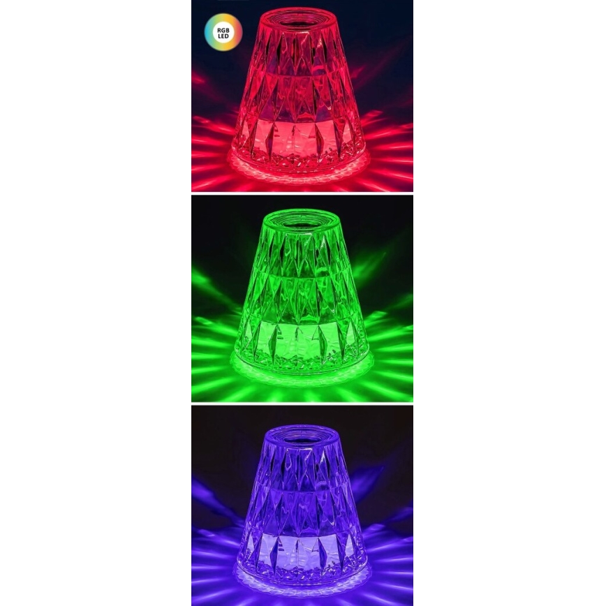 Rabalux - LED bordlampe m. RGB-farver dæmpbar og genopladelig LED/2W/5V 3000K