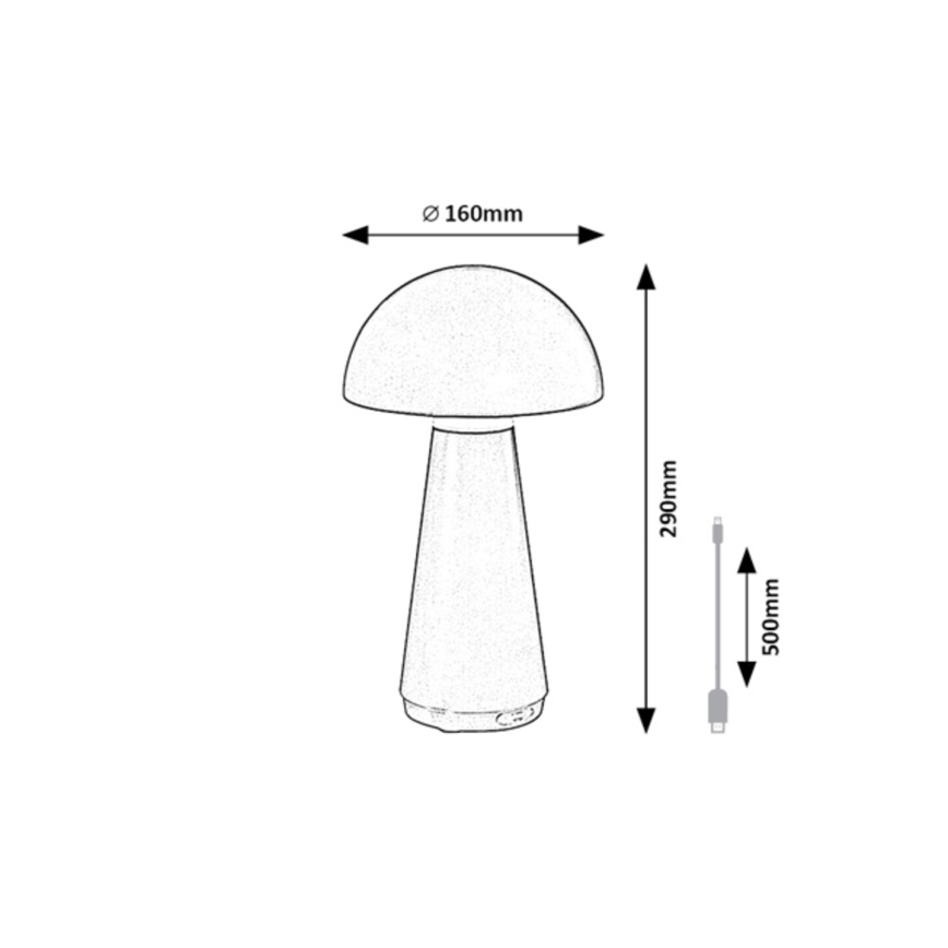 Rabalux - LED Udendørs bordlampe m. touch-funktion dæmpbar og genopladelig LED/3W/5V 2000mAh IP44