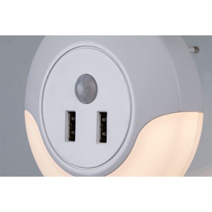 Rabalux - LED Vågelampe med sensor 2xUSB LED/13,9W/230V 3000K