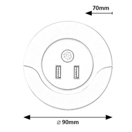 Rabalux - LED Vågelampe med sensor 2xUSB LED/13,9W/230V 3000K