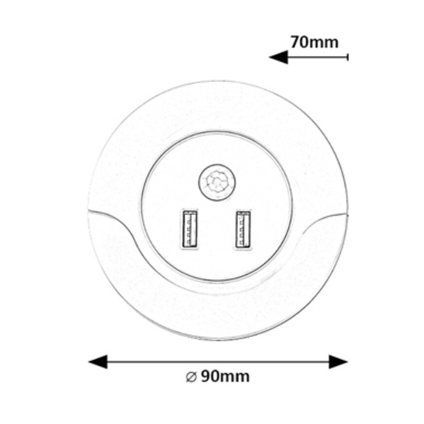 Rabalux - LED Vågelampe med sensor 2xUSB LED/13,9W/230V 3000K