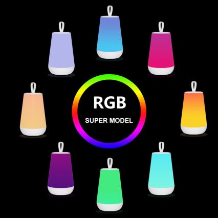 Rabalux - LED bordlampe m. RGB-farver dæmpbar og genopladelig LED/2W/5V 3000K 1800 mAh