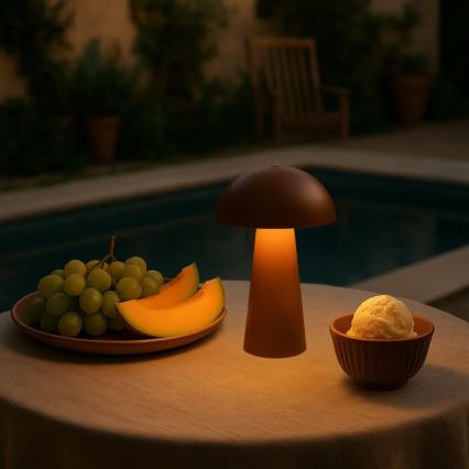 Rabalux - Dæmpbar, berøringsbetjent og genopladelig udendørslampe LED/1,5W/5V IP44 1200 mAh USB brun