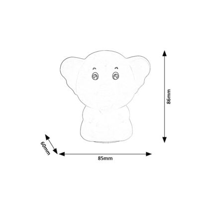 Rabalux - RGB LED berøringsbetjent natlampe LED/0,05W/1xCR2032 elefant