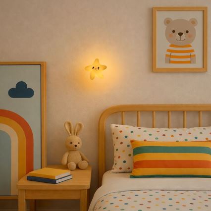 Rabalux - Dæmpbar genopladelig berøringsbetjent børnenatlampe LED/2,7W/5V 200 mAh stjerne