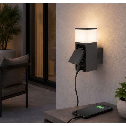 Rabalux - LED udendørs væglampe med stikkontakt LED/10W/230V IP44