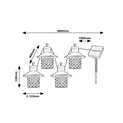 Rabalux - LED solcellelampe 8xLED/0,1W/1,2V IP44