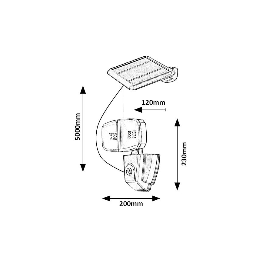 Rabalux - Soldrevet LED projektør med sensor LED/12W/3,7V IP44