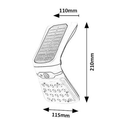 Rabalux - LED solcellelampe med sensor dæmpbar LED/4W/3,7V IP44