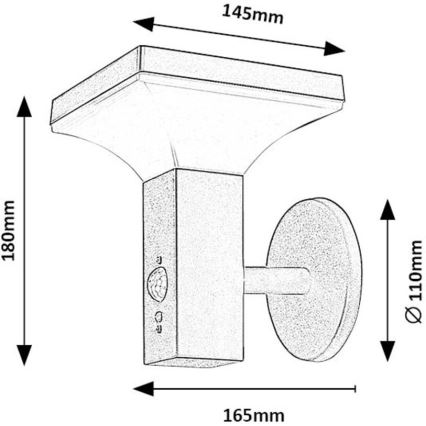 Rabalux - Soldrevet LED væglampe med sensor LED/4W/230V IP44 sort