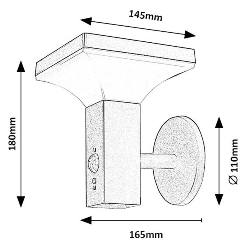 Rabalux - Soldrevet LED væglampe med sensor LED/4W/230V IP44 sort