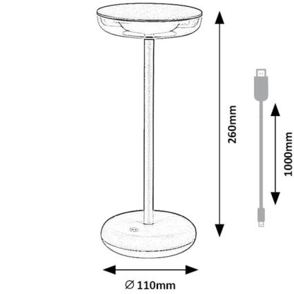 Rabalux - Udendørs LED-lampe dæmpbar og genopladelig LED/6W/5V IP44 1800 mAh brun