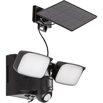 Rabalux - Soldrevet LED væglampe med sensor og eksternt panel 2xLED/5W/3,7V IP54 sort