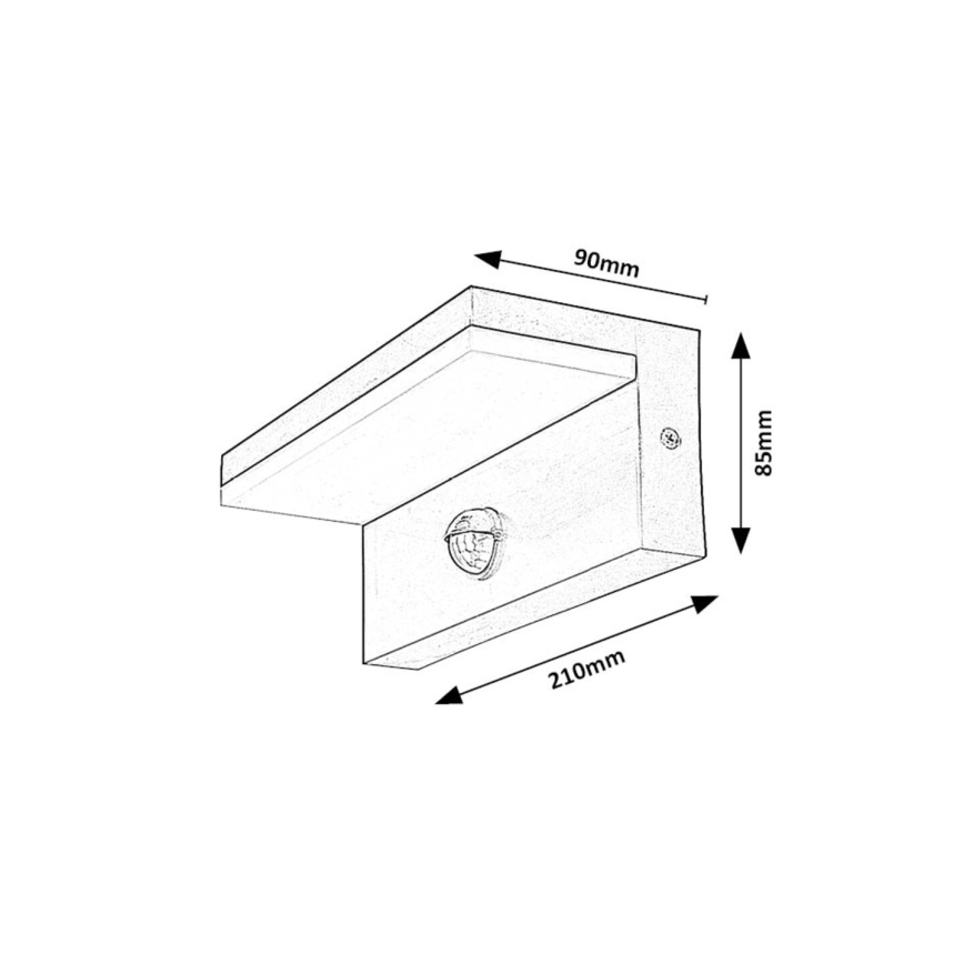 Rabalux - Udendørs LED væglampe med sensor LED/9W/230V 2700/4000/6500K IP54 sort