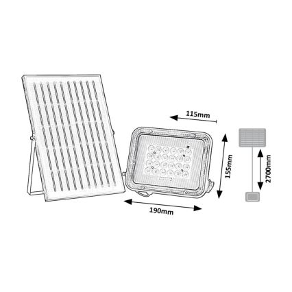 Rabalux - Soldrevet LED projektør LED/6,5W/3,2V 3000/4000/6500K 1000mAh IP65