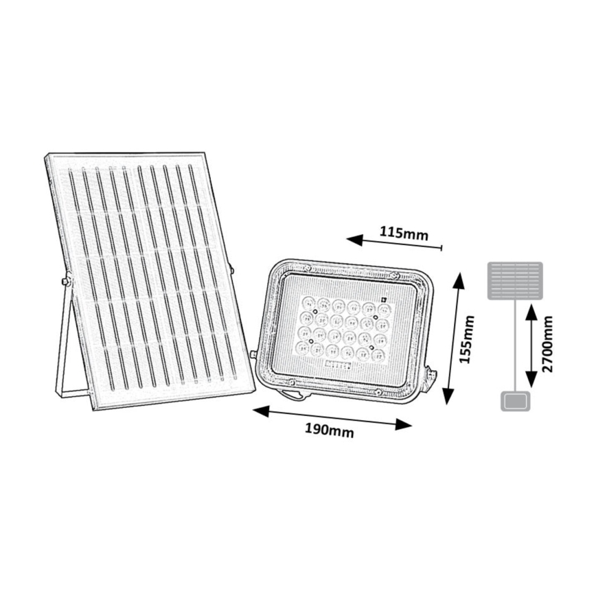Rabalux - Soldrevet LED projektør LED/6,5W/3,2V 3000/4000/6500K 1000mAh IP65