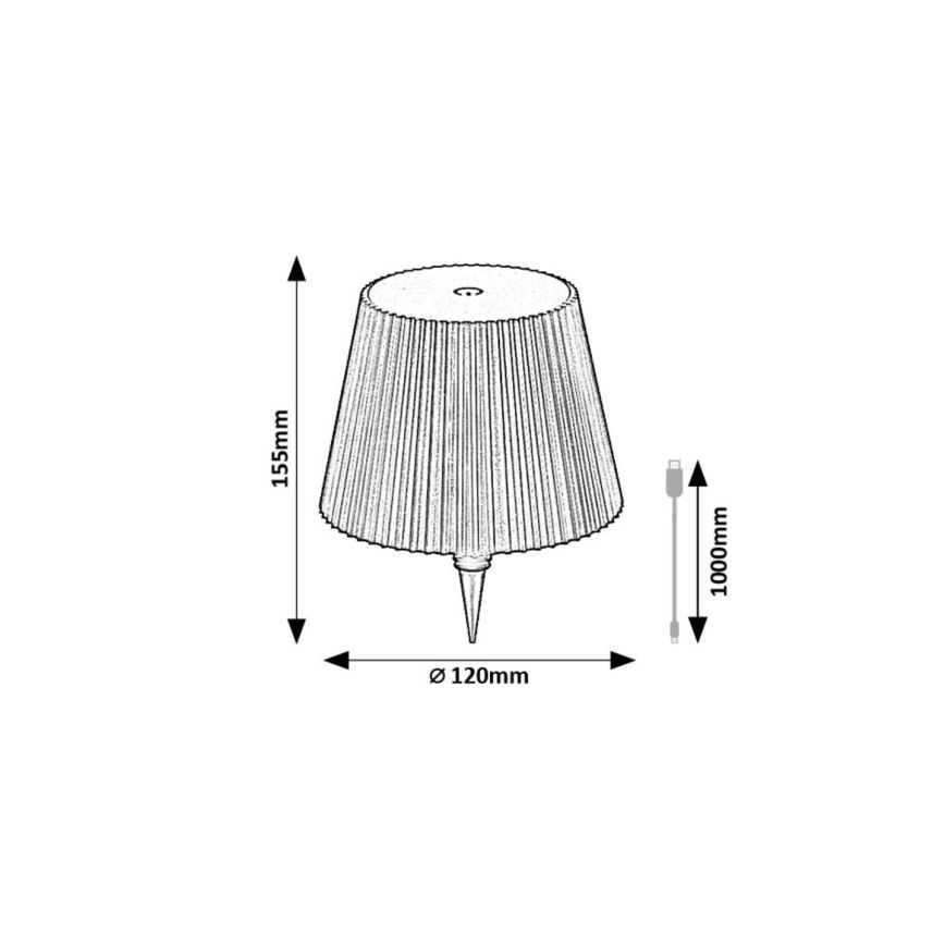Rabalux - LED Dæmpbar genopladelig flaske lampeskærm LED/2W/5V IP44