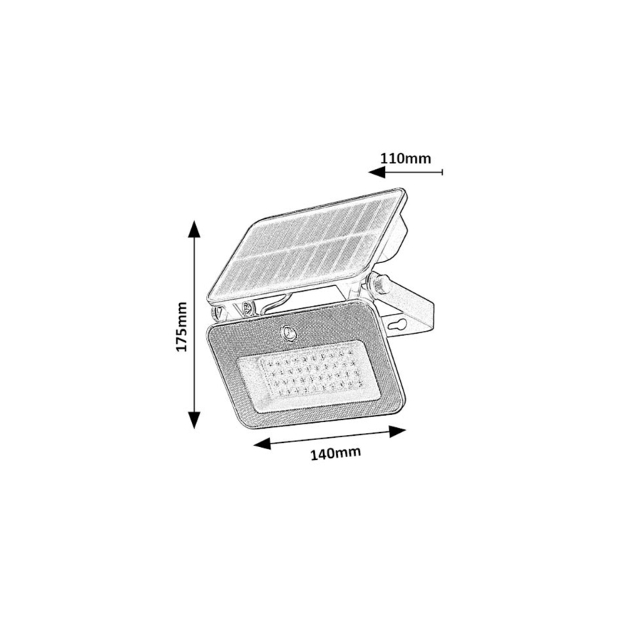 Rabalux - Soldrevet LED projektør med sensor LED/6W/3,7V 3000/4000/6500K IP65