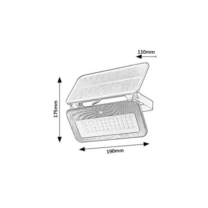 Rabalux - Soldrevet LED projektør med sensor LED/8W/3,7V 3000/4000/6500K IP65