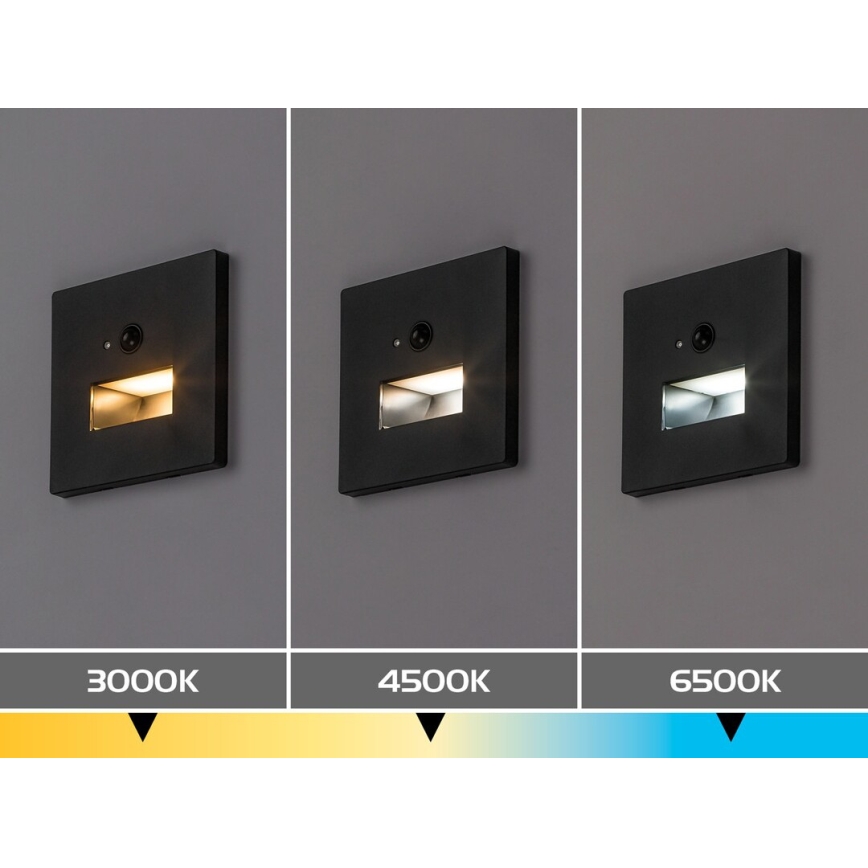 Rabalux - LED-trappearmatur med bevægelses- og skumringssensor LED/1W/230V 3000/4500/6500K sort