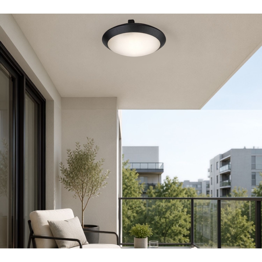 Rabalux - Udendørs loftlampe med bevægelsessensor 1xE27/9W/230V IP65 Ø 30 cm sort