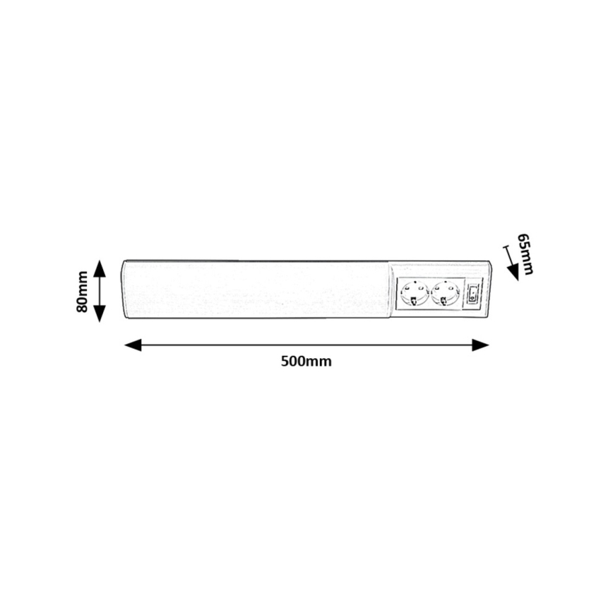 Rabalux - LED underskabslampe med 2 stikkontakter LED/10W/230V 4000K 50 cm hvid