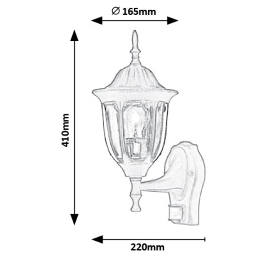 Rabalux - Udendørs væglampe med sensor 1xE27/60W/230V IP43 sort