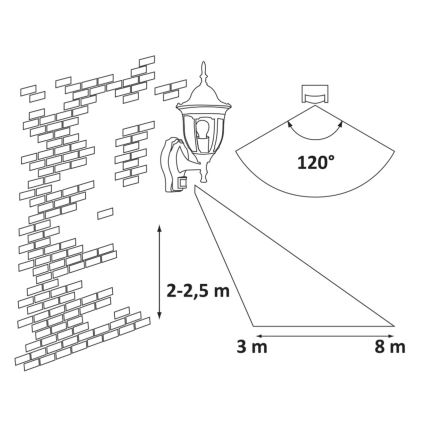 Rabalux – Udendørs væglampe med sensor MILANO 1×E27/60W/230V IP43 sort