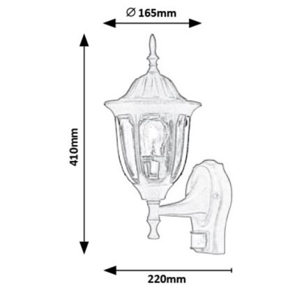 Rabalux – Udendørs væglampe med sensor MILANO 1×E27/60W/230V IP43 sort