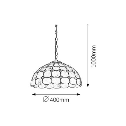 Rabalux - Tiffany-pendel m. farvet glas 2xE27/60W/230V