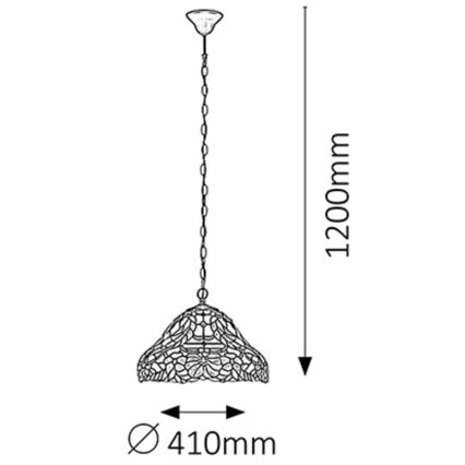 Rabalux - Tiffany-pendel m. farvet glas 2xE27/60W/230V