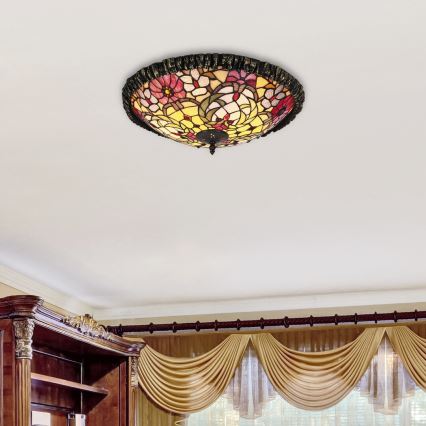 Rabalux - Tiffany-loftlampe m. farvet glas 2xE27/60W/230V
