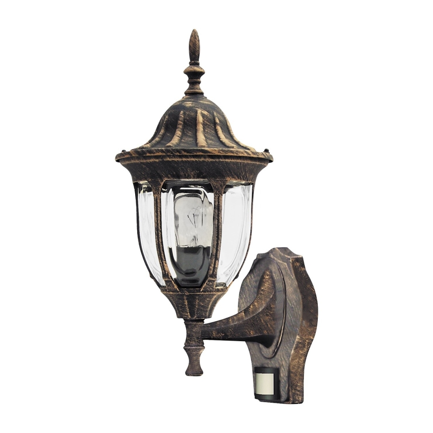 Rabalux - Udendørs væglampe med sensor 1xE27/60W/230V IP43 guld/patina/sort