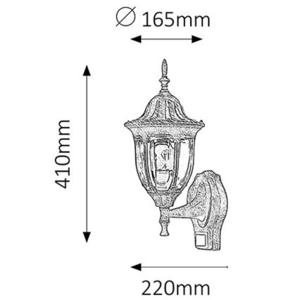 Rabalux - Udendørs væglampe med sensor 1xE27/60W/230V IP43 guld/patina/sort