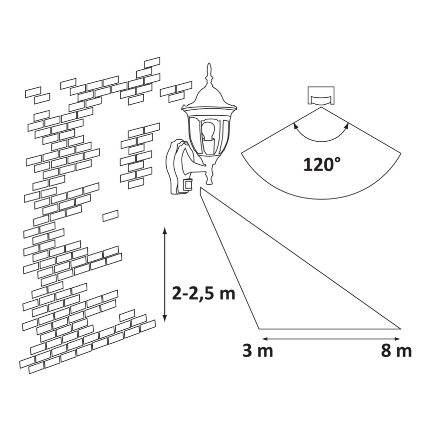 Rabalux – Udendørslampe med sensor MILANO 1×E27/60W/230V