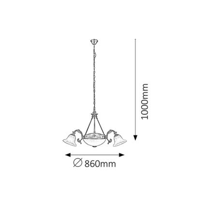 Rabalux 8553 - Lysekrone i kæde ORCHIDEA 3xE14/40W+2xE27/60W