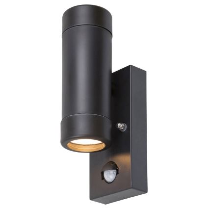Rabalux - Udendørs væglampe med sensor 2xGU10/10W/230V sort IP44