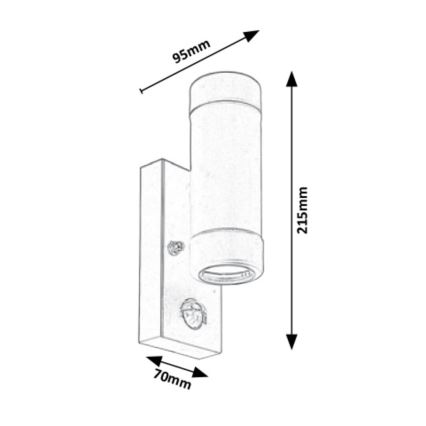 Rabalux - Udendørs væglys med sensor 2xGU10/10W/230V antik sort IP44