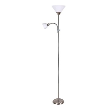 Rabalux - Gulvlampe ACTION 1xE27/100W/230V + 1xE14/25W mat krom/hvid
