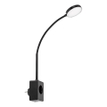 Rabalux - LED dæmpbar væglampe LED/4W/230V med USB-port til stikkontakt sort