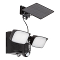 Rabalux - LED fleksibelt solcelle væglampe med sensor og ekstern panel 2xLED/5W/3,7V IP54 sort 600 mAh